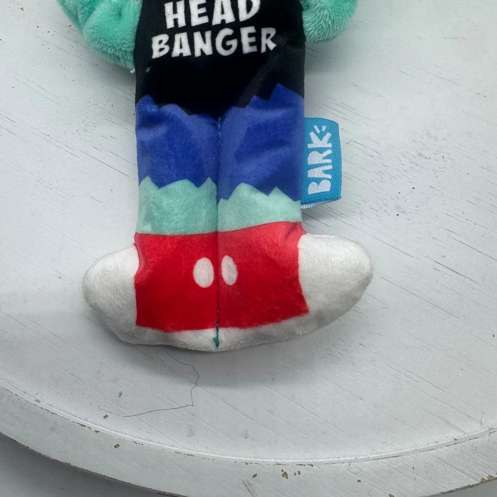 Bark Box Head Banger Zombie Plush Squeaky Dog Toy Teal Monster 217595